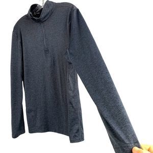 M Tek Gear Top Mens black gray DryTek 1/4 Zip Pullover Mock Activewear 6460 Golf